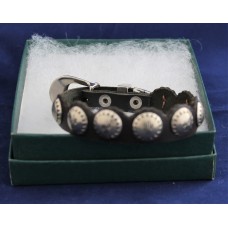 Handmade Black Leather Bracelet with 8 Cactus Concho's & Ranger Buckle